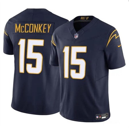 Men's Los Angeles Chargers #15 Ladd McConkey Navy 2024 Draft F.U.S.E. Vapor Limited Stitched Football Jersey