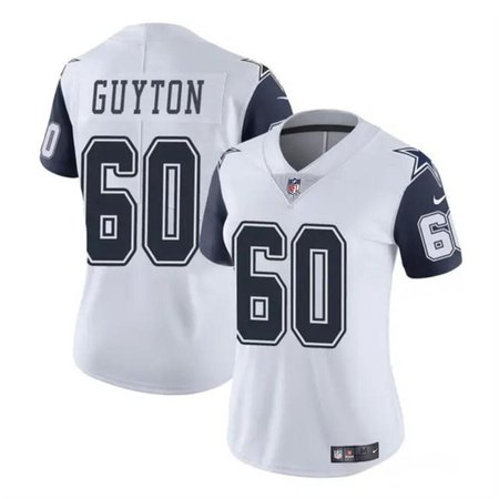 Women's Dallas Cowboys #60 Tyler Guyton White 2024 Draft Color Rush Limited Stitched Football Jersey(Run Small