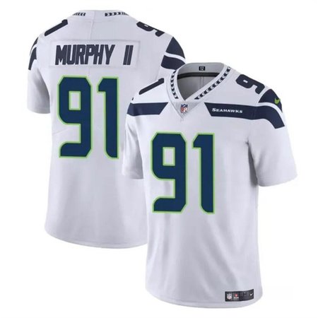 Youth Seattle Seahawks #91 Byron Murphy II White 2024 Draft Vapor Limited Stitched Football Jersey