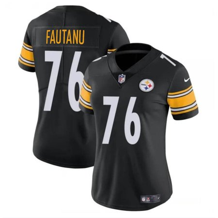 Women's Pittsburgh Steelers #76 Troy Fautanu 2024 Draft Black Vapor Stitched Football Jersey(Run Small)