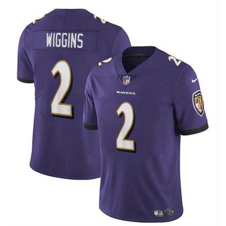 Youth Baltimore Ravens #2 Nate Wiggins Purple 2024 Draft Vapor Limited Football Jersey