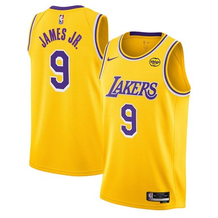Men's Los Angeles Lakers #9 Bronny James Jr. Yellow 2024 Draft Icon Edition Stitched Basketball Jersey