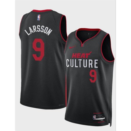 Men's Miami Heat #9 Pelle Larsson Black 2024 Draft City Edition Stitched Basketball Jersey