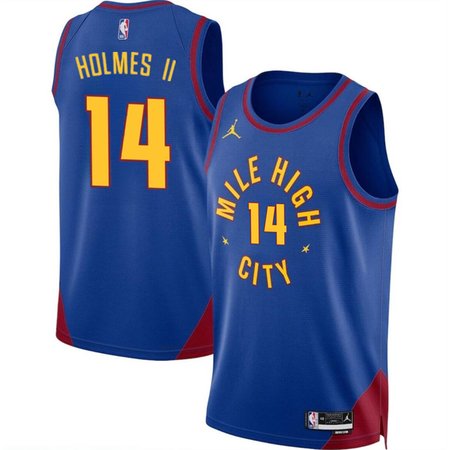 Men's Denver Nuggets #14 DaRon Holmes II Blue 2024 Draft Statement Edition Stitched Basketball Jersey