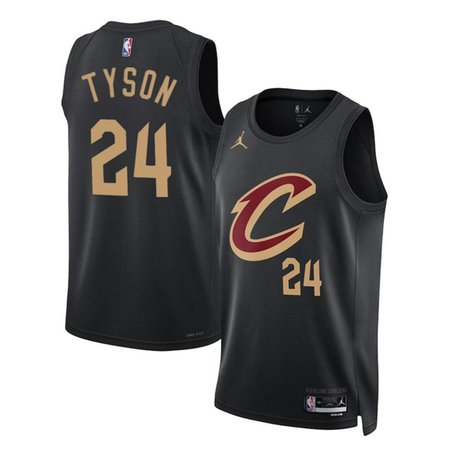 Men's Cleveland Cavaliers #24 Jaylon Tyson Black 2024 Draft Statement Edition Stitched Jersey