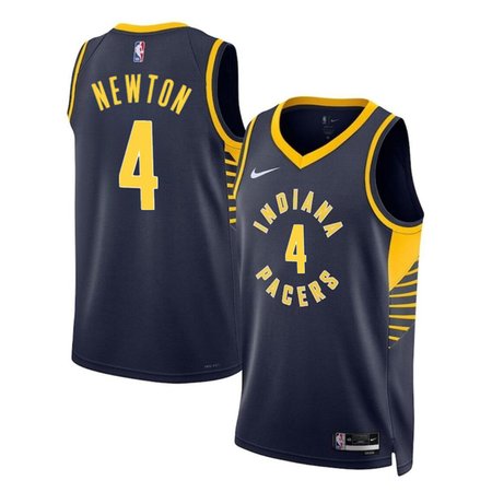 Men's Indiana Pacers #4 Tristen Newton Navy 2024 Draft Icon Edition Stitched Basketball Jersey