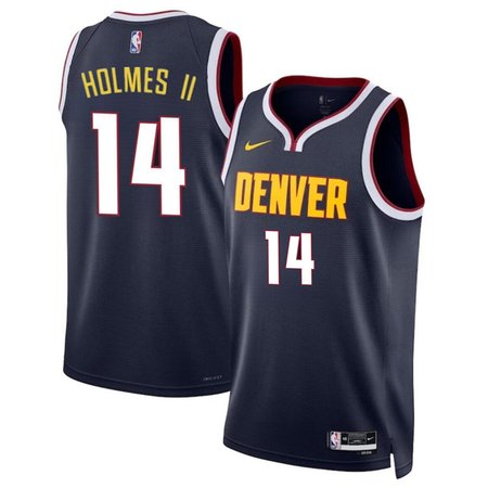 Men's Denver Nuggets #14 DaRon Holmes II Navy 2024 Draft Icon Edition Stitched Basketball Jersey