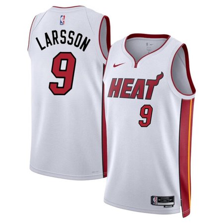 Men's Miami Heat #9 Pelle Larsson White 2024 Draft Association Edition Stitched Basketball Jersey