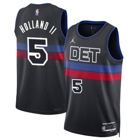 Men's Detroit Pistons #5 Ron Holland II Black 2024 Draft Statement Edition Stitched Basketball Jersey
