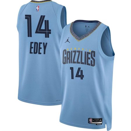 Men's Memphis Grizzlies #14 Zach Edey Blue 2024 Draft Statement Edition Stitched Jersey