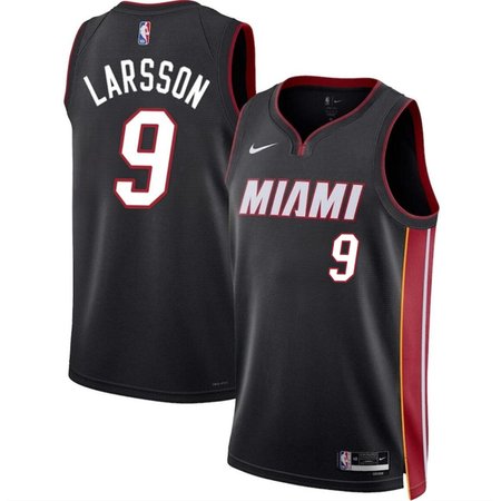 Men's Miami Heat #9 Pelle Larsson Black 2024 Draft Icon Edition Stitched Basketball Jersey