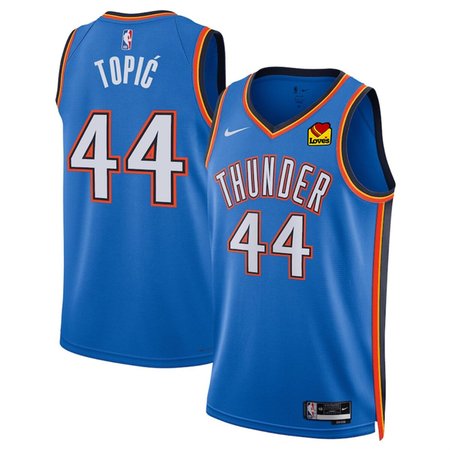 Men's Oklahoma City Thunder #44 Nikola Topic Blue 2024 Draft Icon Edition Stitched Basketball Jersey