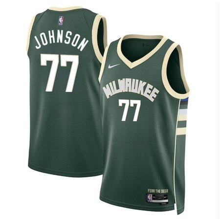 Men's Milwaukee Bucks #77 AJ Johnson Green 2024 Draft Icon Edition Stitched Basketball Jersey