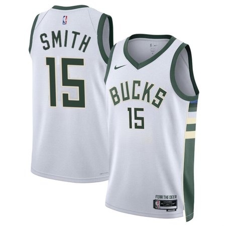 Men's Milwaukee Bucks #15 Tyler Smith White 2024 Draft Association Edition Stitched Basketball Jersey