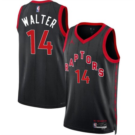 Men's Toronto Raptors #14 Ja'Kobe Walter Black 2024 Draft Statement Edition Stitched Basketball Jersey