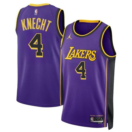Men's Los Angeles Lakers #4 Dalton Knecht Purple 2024 Draft Statement Edition Stitched Basketball Jersey