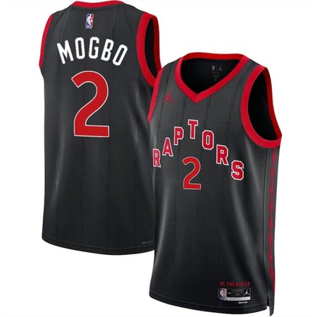 Men's Toronto Raptors #2 Jonathan Mogbo Black 2024 Draft Statement Edition Stitched Basketball Jersey
