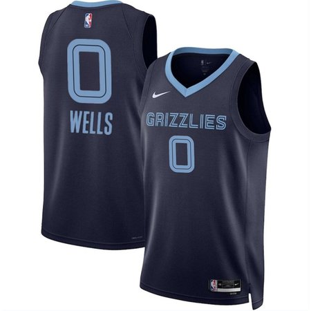 Men's Memphis Grizzlies #0 Jaylen Wells Navy 2024 Draft Icon Edition Stitched Jersey