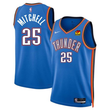 Men's Oklahoma City Thunder #25 Ajay Mitchell Blue 2024 Draft Icon Edition Stitched Basketball Jersey