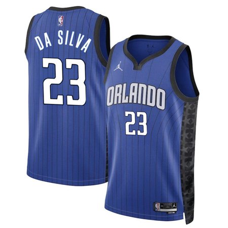 Men's Orlando Magic #23 Tristan Da Silva Blue 2024 Draft Statement Edition Stitched Basketball Jersey