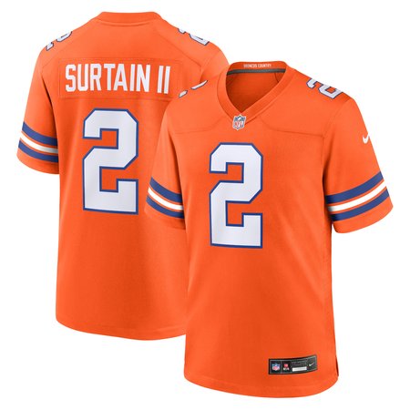 Men's Denver Broncos Patrick Surtain II Nike Orange Mile High Collection 1977 Throwback Player Game Jersey