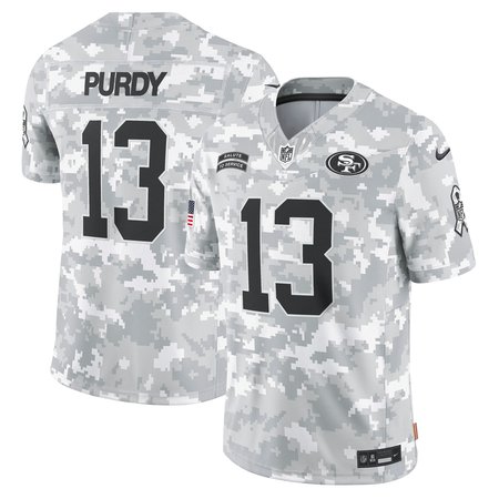 Men's San Francisco 49ers Brock Purdy Nike Arctic Camo 2024 Salute to Service Limited Jersey