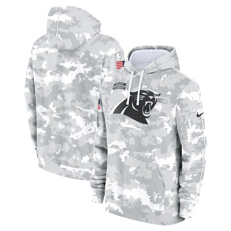 Men's Carolina Panthers Nike Arctic Camo 2024 Salute to Service Club Fleece Pullover Hoodie