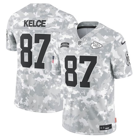 Men's Kansas City Chiefs Travis Kelce Nike Arctic Camo 2024 Salute to Service Limited Jersey