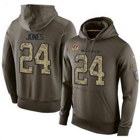 NFL Men's Nike Cincinnati Bengals #24 Adam Jones Stitched Green Olive Salute To Service KO Performance Hoodie