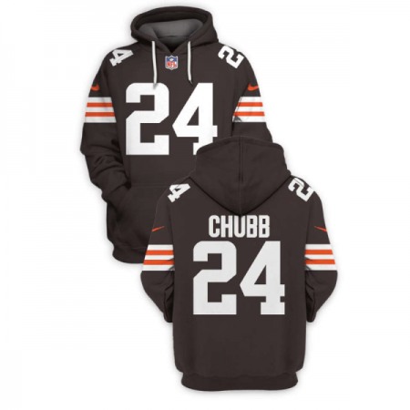 Men's Cleveland Browns #24 Nick Chubb 2021 New Brown Pullover Hoodie