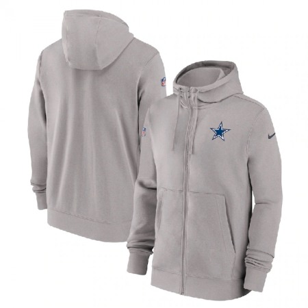 Men's Dallas Cowboys Grey Sideline Club Performance Full-Zip Hoodie