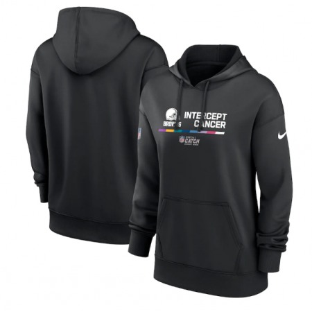 Women's Cleveland Browns 2022 Black NFL Crucial Catch Therma Performance Pullover Hoodie(Run Small)
