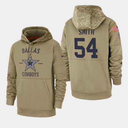 Men's Dallas Cowboys #54 Jaylon Smith Tan 2019 Salute to Service Sideline Therma Pullover Hoodie