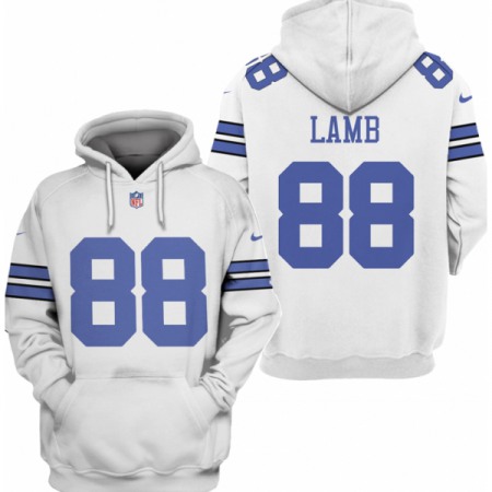 Men's Dallas Cowboys #88 CeeDee Lamb 2021 White Pullover Hoodie