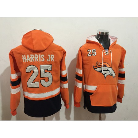 Men's Denver Broncos #25 Chris Harris Jr. Orange All Stitched NFL Hoodie Sweatshirt