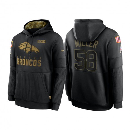 Men's Denver Broncos #58 Von Miller 2020 Black Salute to Service Sideline Performance Pullover Hoodie