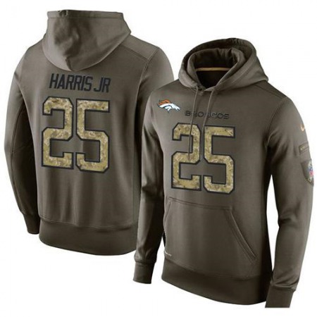 NFL Men's Nike Denver Broncos #25 Chris Harris Jr Stitched Green Olive Salute To Service KO Performance Hoodie