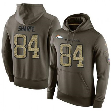 NFL Men's Nike Denver Broncos #84 Shannon Sharpe Stitched Green Olive Salute To Service KO Performance Hoodie