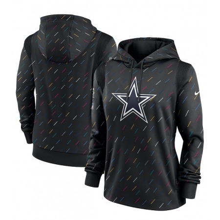 Women's Dallas Cowboys 2021 Charcoal Crucial Catch Therma Pullover Hoodie(Run Small)