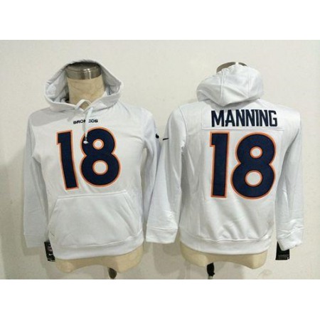 Denver Broncos #18 Peyton Manning White Pullover NFL Hoodie