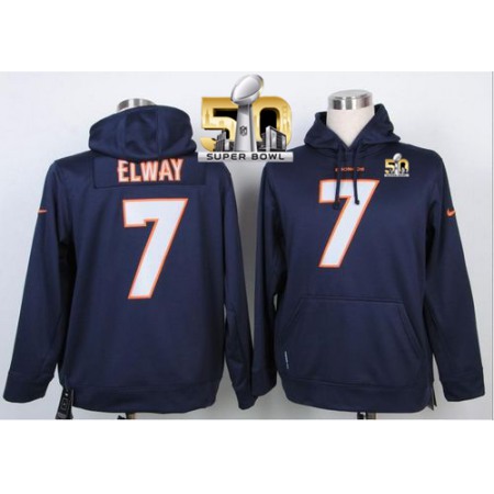 Denver Broncos #7 John Elway Blue Super Bowl 50 Pullover Hoodie