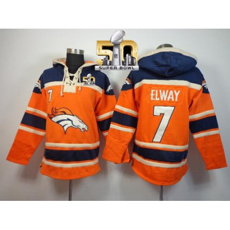 Denver Broncos #7 John Elway Super Bowl 50 Orange Sawyer Hoodie Sweatshirt NFL Hoodie