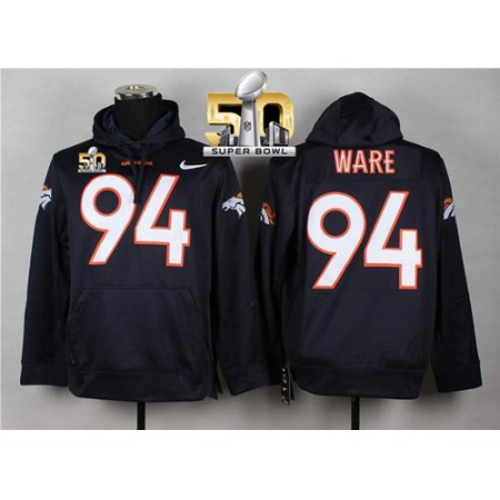 Denver Broncos #94 DeMarcus Ware Blue Super Bowl 50 Pullover NFL Hoodie