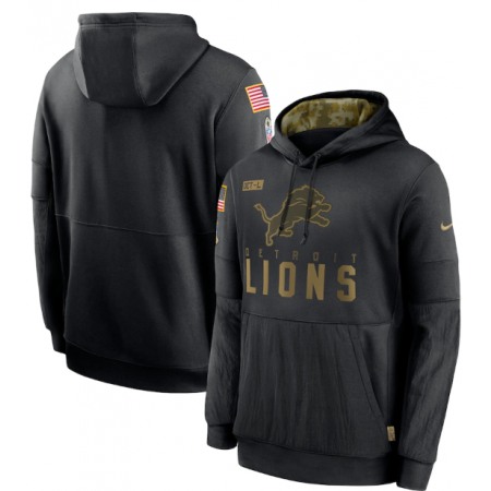 Men's Detroit Lions 2020 Black Salute to Service Sideline Performance Pullover Hoodie