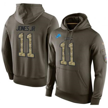 NFL Men's Nike Detroit Lions #11 Marvin Jones Jr Stitched Green Olive Salute To Service KO Performance Hoodie