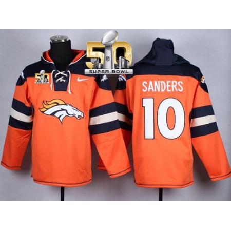 Nike Broncos #10 Emmanuel Sanders Orange Super Bowl 50 Player Pullover NFL Hoodie