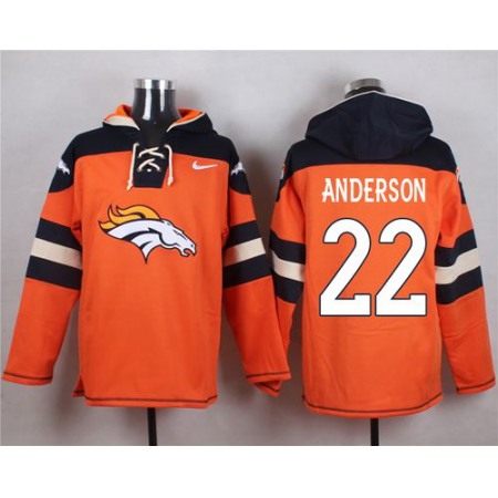 Nike Broncos #22 C.J. Anderson Orange Player Pullover NFL Hoodie