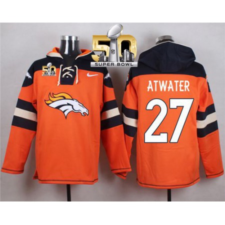 Nike Broncos #27 Steve Atwater Orange Super Bowl 50 Player Pullover NFL Hoodie