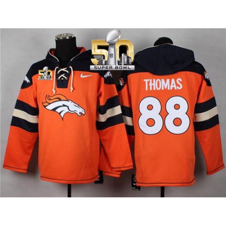 Nike Broncos #88 Demaryius Thomas Orange Super Bowl 50 Player Pullover NFL Hoodie