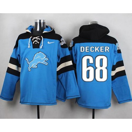 Nike Lions #68 Taylor Decker Blue Player Pullover NFL Hoodie